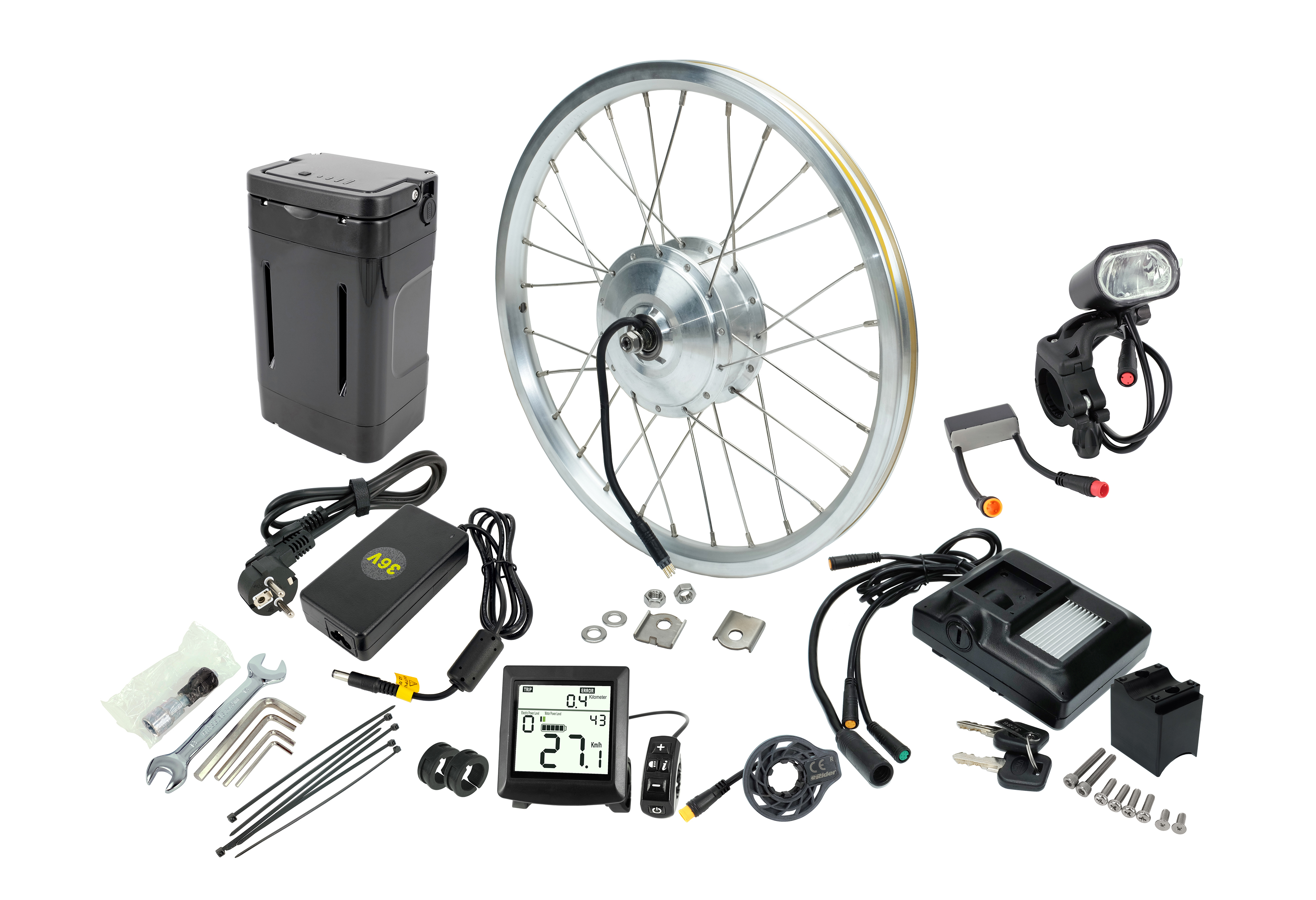 DIY Conversion Kit for Brompton Folding Bike, 36V 8.7Ah/313.2Wh 75mm mini hub in 16x13/8