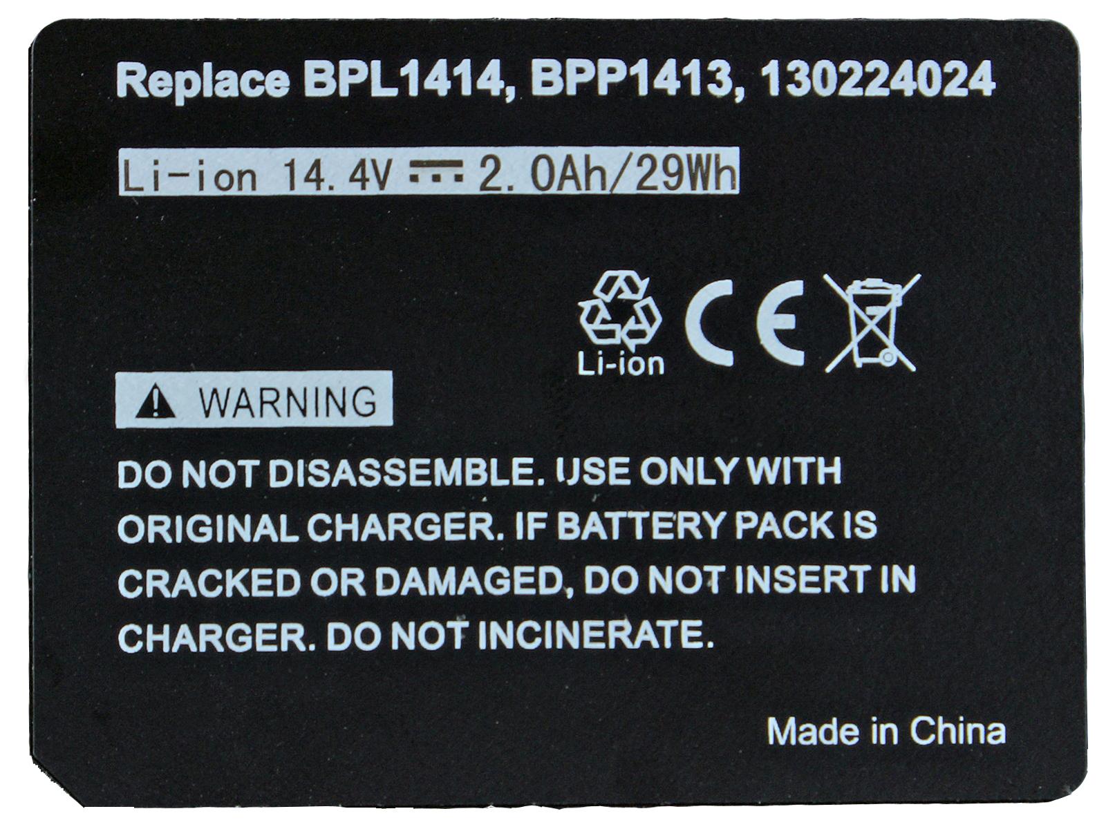 BPP-1417 130224024 PowerSmart® Batterie Li-Ion 2000 mAh 14,40 V pour Ryobi 130111073 BPP-1415 BPP-1413 BPL1414 